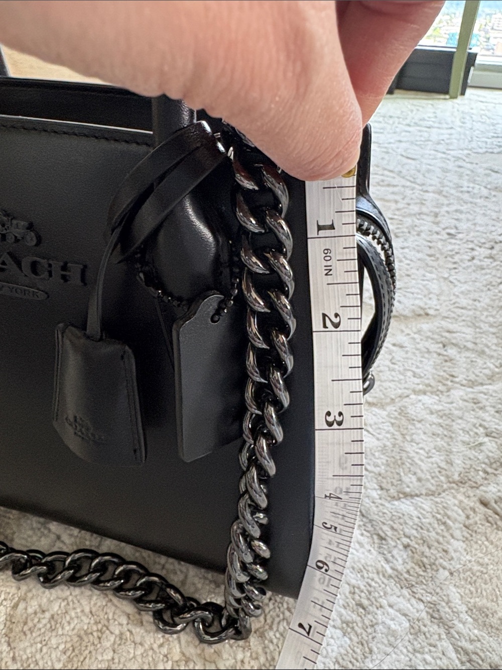 Coach Black Leather Mini Satchel with Chain Strap - Picture 14 of 15
